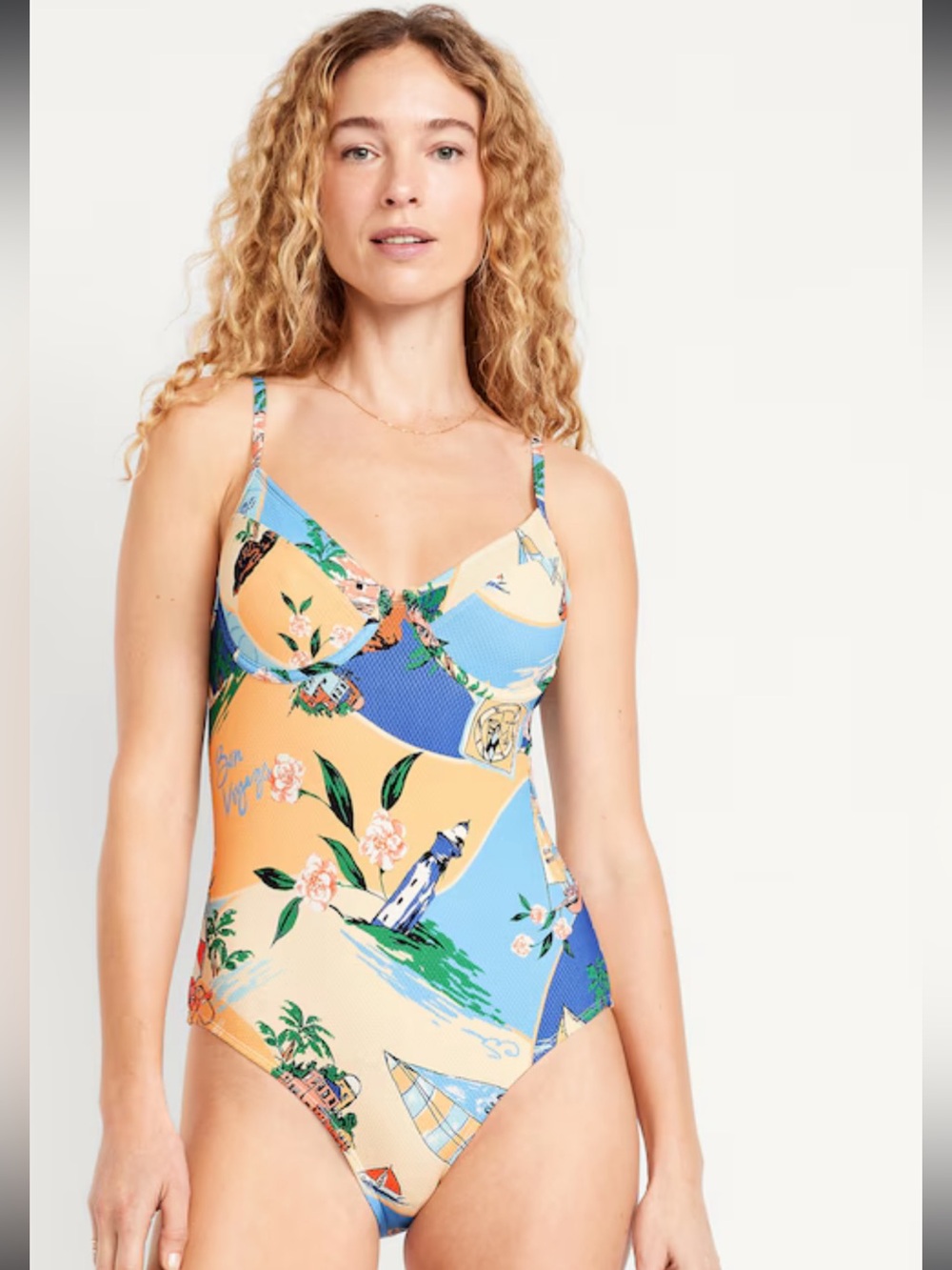 Old Navy Textured One-Piece Balconette Swimsuit